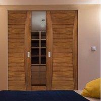 Deanta Pamplona Walnut Prefinished Syntesis Double Pocket Door