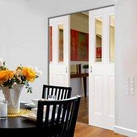 deanta rochester clear glazed white primed syntesis double pocket door