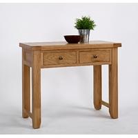 devon oak console table with 2 drawers