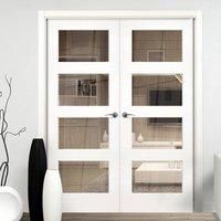 Deanta Coventry White Primed Shaker Door Pair With Clear Glass