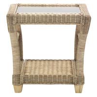 Desser Corsica Dijon Rattan and Glass Lamp Table