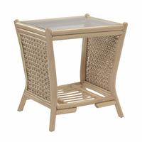 Desser Windsor Rattan and Glass Lamp Table