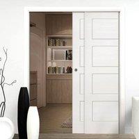 Deanta Twin Telescopic Pocket Coventry White Primed Shaker Doors