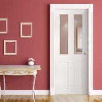 deanta eton white primed victorian shaker door with clear safety glass