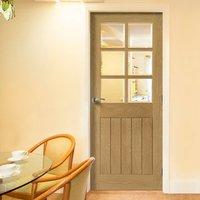 Deanta Ely Unfinished Oak Door with Clear Bevelled Safety Glass