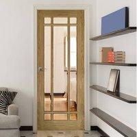Deanta Kerry Oak Door with Bevelled Clear Safety Glass, Unfinished