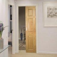 Deanta Single Pocket Oxford American White Oak Veneer Panel Door, Prefinished