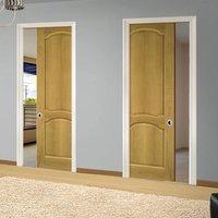 Deanta Unilateral Pocket Louis Real American Oak Veneer Door, Unfinished