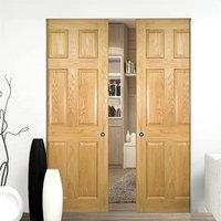 Deanta Oxford American Oak Panel Syntesis Double Pocket Door, Prefinished