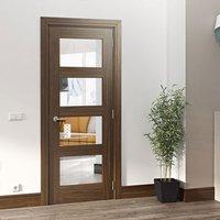 Deanta Coventry Prefinished Walnut Shaker Style Door with Clear Safety Glass