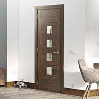 Deanta Pamplona Prefinished Walnut Door with Clear Safety Glass