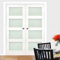 Deanta Coventry White Primed Shaker Door Pair With Frosted Glass
