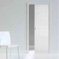 Deanta Single Pocket Pamplona White Primed Flush Door