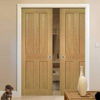 deanta double pocket eton real american white oak veneer door unfinish ...