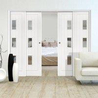 deanta quad telescopic pocket ely white primed doors clear glass