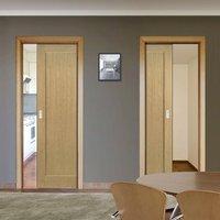 Deanta Unilateral Pocket Walden Real American Oak Veneer Door, Unfinished