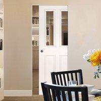 deanta rochester clear glazed white primed syntesis pocket door