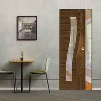 Deanta Contemporary Design Cadiz Walnut Prefinished Syntesis Pocket Door with Clear Glass