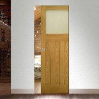 Deanta Cambridge Period Oak Syntesis Pocket Door with Frosted Glass, Unfinished