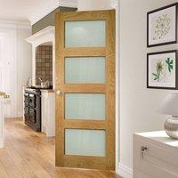 Deanta Coventry Shaker Style Oak Door with Frosted Safety Glass, Unfinished