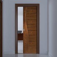 Deanta Single Pocket Contemporary Design Cadiz Walnut Prefinished Door