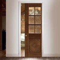 Deanta Single Pocket Kensington Walnut Prefinished Door with Clear Bevelled Safety Glass