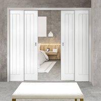 Deanta Quad Telescopic Pocket Ely White Primed Doors