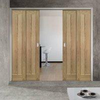 Deanta Quad Telescopic Pocket Norwich American Oak Veneer Doors - Unfinished