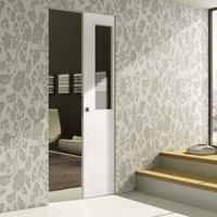 Deanta Eton White Primed Victorian Shaker Syntesis Pocket Door with Clear Glass