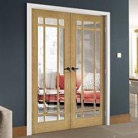 Deanta Kerry Oak Door Pair with Bevelled Clear Safety Glass, Unfinished