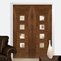 Deanta Pamplona Walnut Prefinished Door Pair with Clear Safety Glass