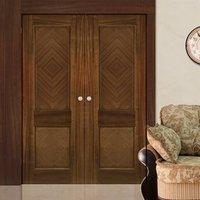 Deanta Kensington Walnut Prefinished Door Pair with 2 Panels is 1/2 Hour Fire Rated