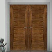 Deanta Pamplona Walnut Prefinished Door Pair, 1/2 Hour Fire Rated