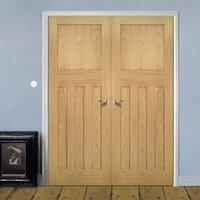 Deanta Cambridge Period Oak Door Pair, 1/2 Hour Rated, Unfinished