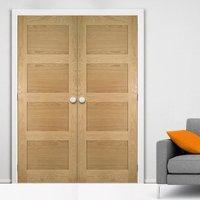 Deanta Coventry Shaker Style Oak Door Pair, 1/2 Hour Fire Rated, Unfinished