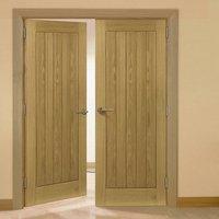 Deanta Ely Oak Door Pair, 1/2 Hour Fire Rated, Prefinished