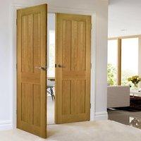 Deanta Eton Real American White Oak Door Pair, 1/2 Fire Rated, Unfinished