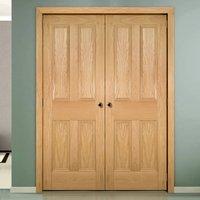 Deanta Kingston oak Door Pair, 1/2 Hour Fire Rated, Unfinished