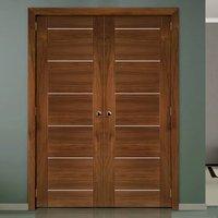 Deanta Valencia Walnut Panel Door Pair, 1/2 Hour Fire Rated, Prefinished