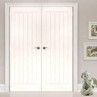 Deanta Ely White Primed Door Pair, 1/2 Hour Fire Rated