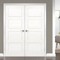 Deanta Coventry White Primed Shaker Door Pair, 1/2 Hour Fire Rated