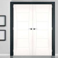 Deanta Pamplona White Primed Flush Door Pair, 1/2 Hour Fire Rated