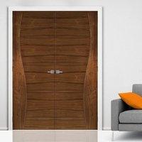 Deanta Contemporary Design Cadiz Walnut Prefinished Door Pair, 1/2 Hour Fire Rated
