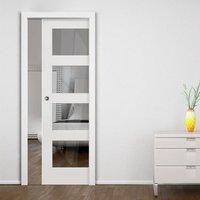 Deanta Single Pocket Coventry White Primed Shaker Door With Clear Glass