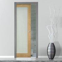Deanta Single Pocket Walden Real American Oak Veneer Door with Frosted Safety Glass, Unfinished