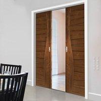 deanta double pocket contemporary design cadiz walnut prefinished door