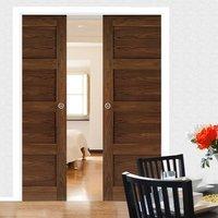 deanta double pocket coventry walnut prefinished shaker style door