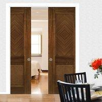 Deanta Double Pocket Kensington Walnut Prefinished Door with 2 Panels