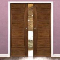 deanta double pocket pamplona walnut prefinished door