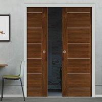 deanta double pocket valencia walnut door prefinished